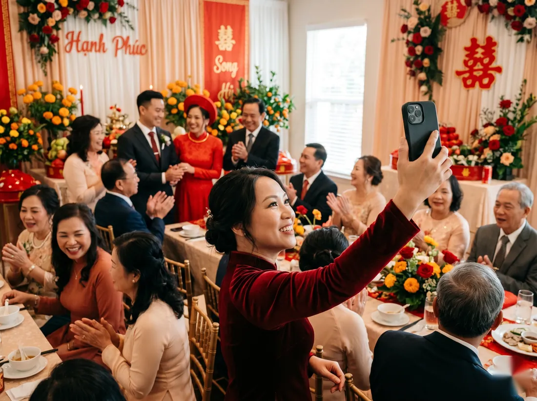 Chụp ảnh tại đám cưới và lưu vào lịch, kho kỷ niệm của gia đình