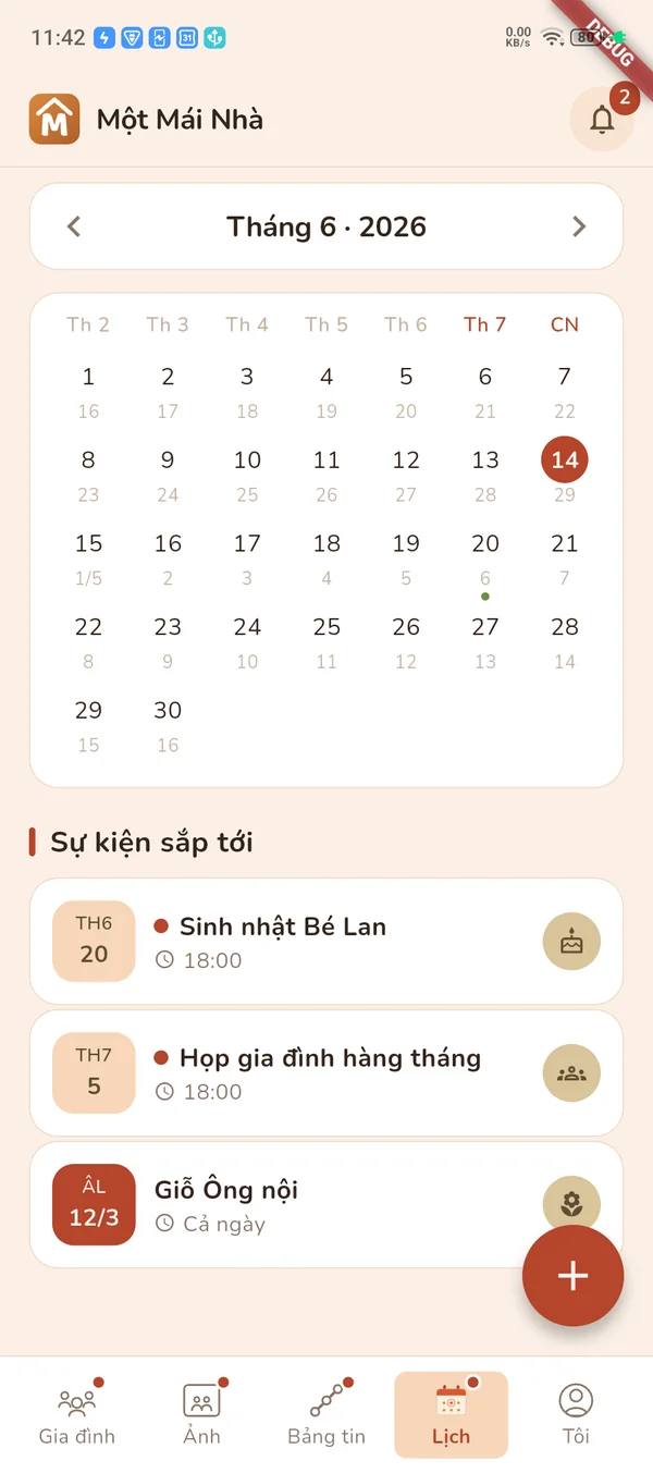 Lịch âm gia đình